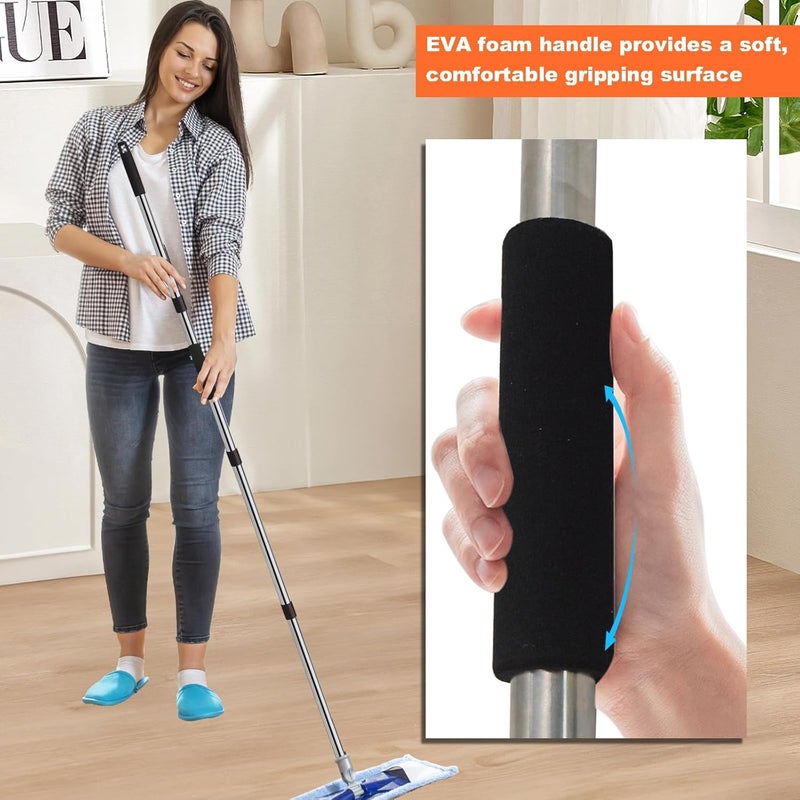 Xifando Mop Handle Replacement - 4-Section Adjustable from 30" to 58" - Durable Stainless Steel Mop Pole with American Thread Joint for Spin Mops & Brooms (Black) - Image 3